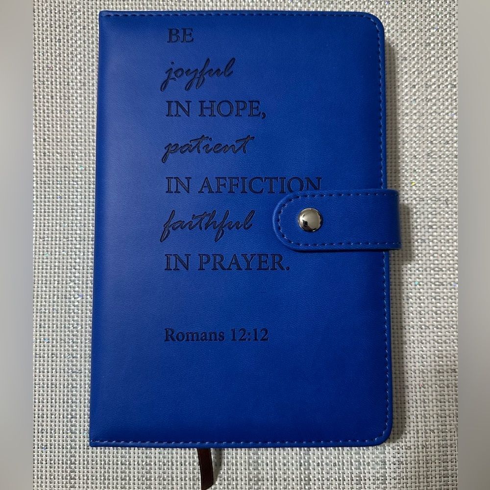 Blue Bible Verse Pink Hearts Faux Leather Bound Journal